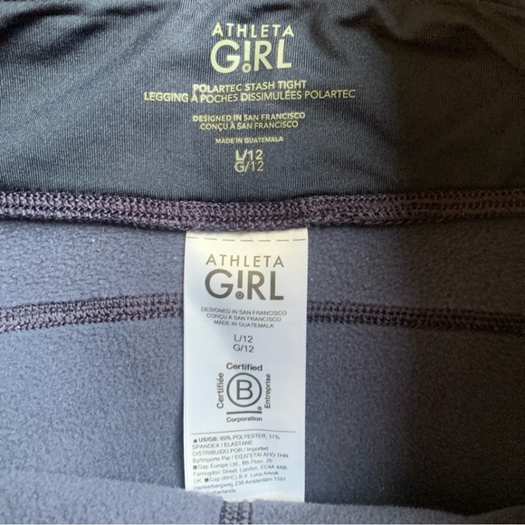 Athleta Girl Size L Polartec Stash Tight Legging Blue Navy Heather 793570 - Picture 14 of 15